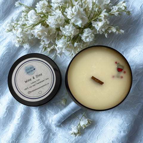 Little House Creations Wine and Dine wood wick candle 6oz soy candle - The Local Space
