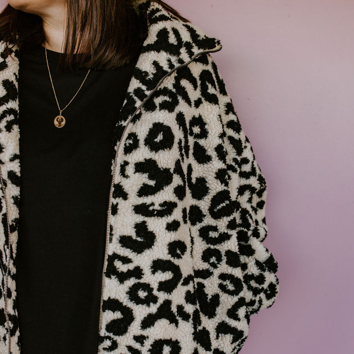 Leopard Sherpa Jacket | Tan