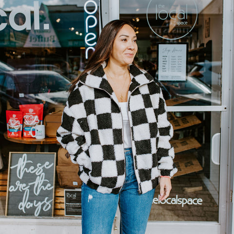 Checkerboard Sherpa Jacket