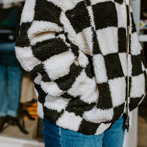 Checkerboard Sherpa Jacket