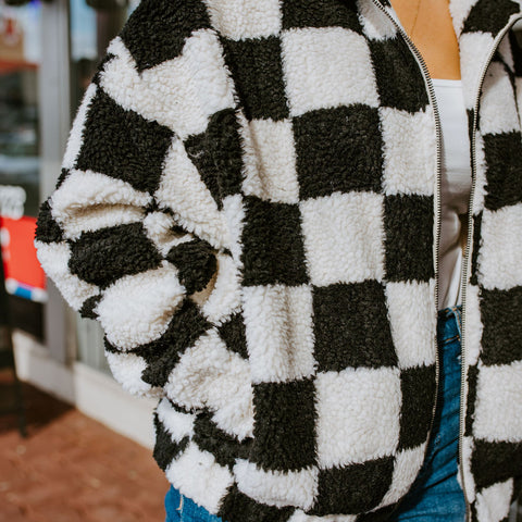 Checkerboard Sherpa Jacket