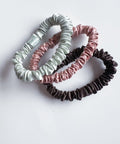 Antler and Acre Micro Silk Scrunchie Trio small silk hair scrunchies - The Local Space