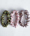 Antler and Acre Micro Silk Scrunchie Trio small silk hair scrunchies - The Local Space