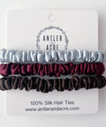 Antler and Acre Micro Silk Scrunchie Trio small silk hair scrunchies - The Local Space