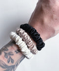 Antler and Acre Micro Silk Scrunchie Trio small silk hair scrunchies - The Local Space
