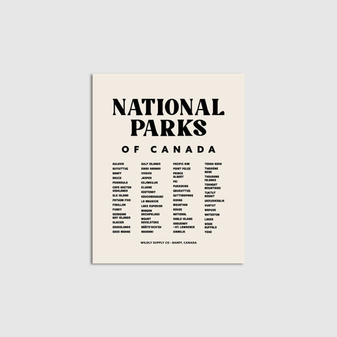 National Parks of Canada Checklist Print - The Local Space