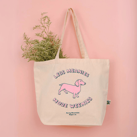 Party Mountain Paper Co. Less Meanies More Weenies Organic Canvas Tote - The Local Space