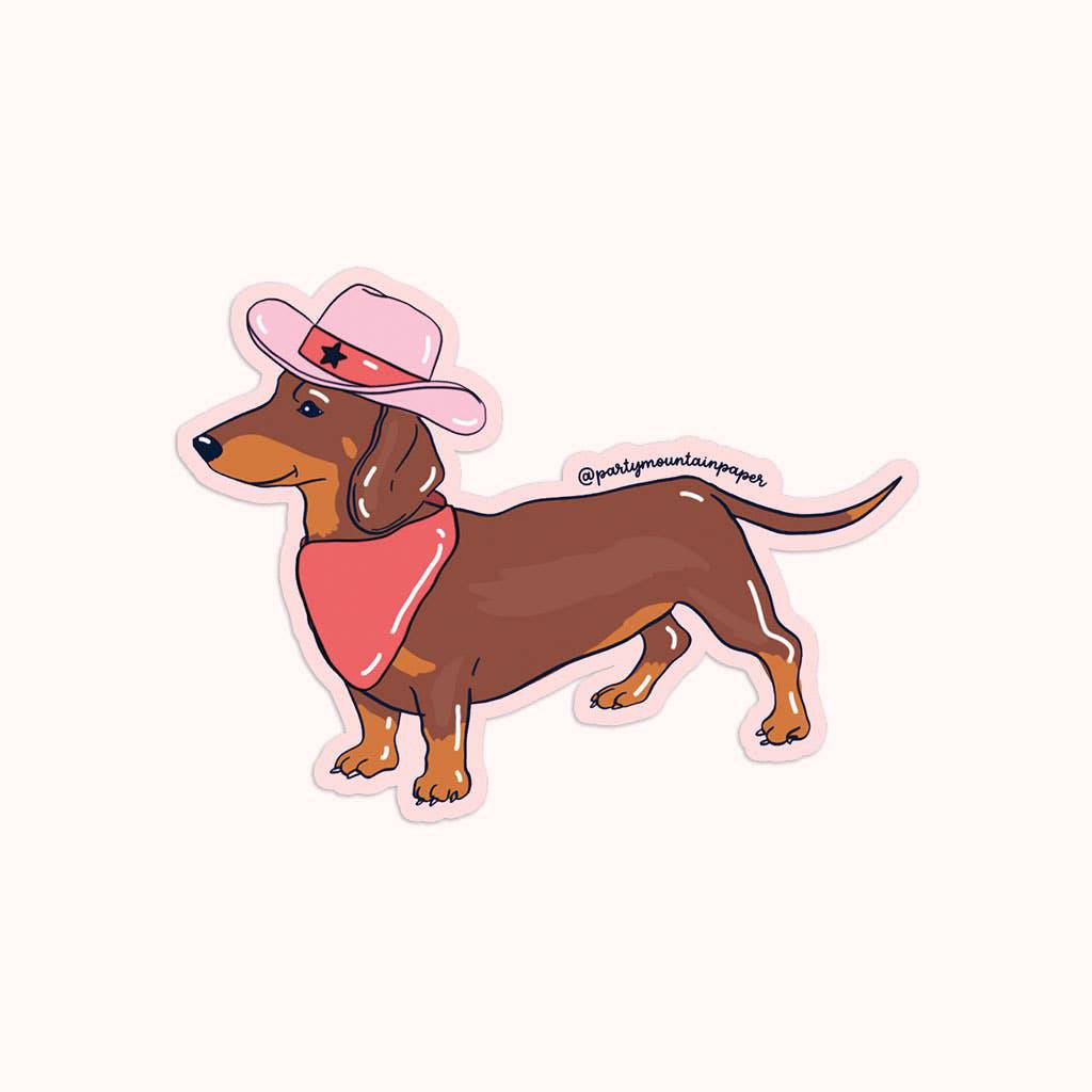 Party Mountain Paper Co. | Weenie Dog Cowboy Sticker, The Local Space, Local Canadian Brands