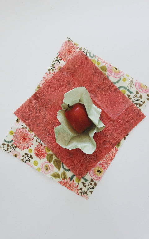 Pink Floral Reusable Beeswax Food Wraps | Set of 3 - The Local Space