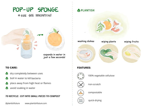 Plantish Pop Up Sponges – Compostable Cellulose Kitchen Sponge - The Local Space