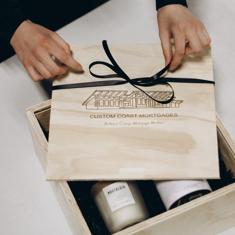 Premium Wooden Gift Box with Custom Branding – Engraved Keepsake Box - The Local Space
