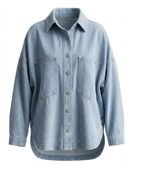 Kaitlin Oversized Light Wash Denim Jacket