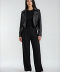 Priv LuxeFlow Trouser Pant - Pleated Pull - On Wide Leg Pant Black - The Local Space