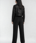 Priv LuxeFlow Trouser Pant - Pleated Pull - On Wide Leg Pant Black - The Local Space