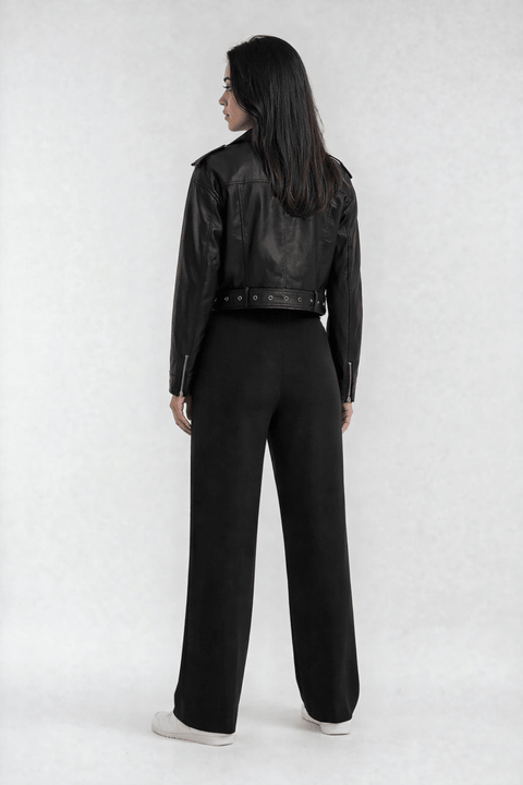 Priv LuxeFlow Trouser Pant - Pleated Pull - On Wide Leg Pant Black - The Local Space