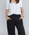 Priv LuxeFlow Trouser Pant - Pleated Pull - On Wide Leg Pant Black - The Local Space