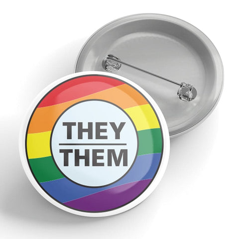 Rainbow Pronoun Button Pin (1.25”) - The Local Space
