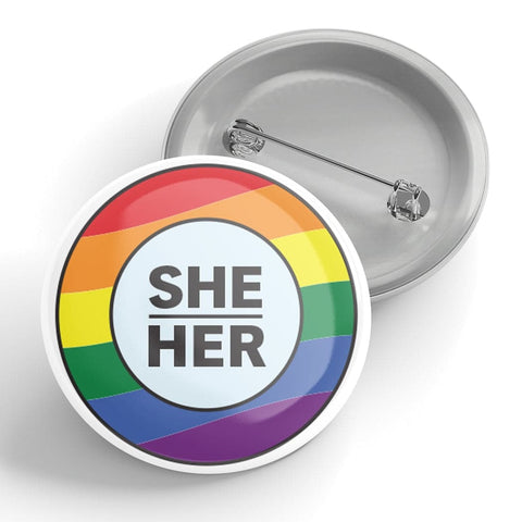 Rainbow Pronoun Button Pin (1.25”) - The Local Space