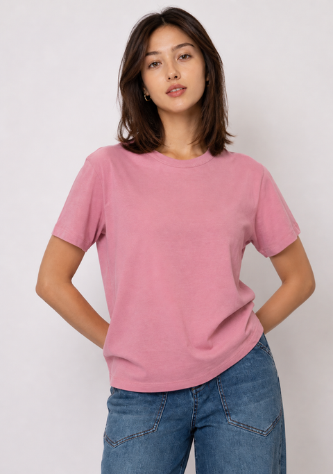 Zaya Short Sleeve Crew Neck Tee - Petal Pink