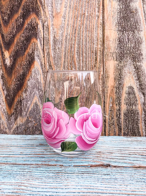 Hand Painted Stemless Wine Glasses