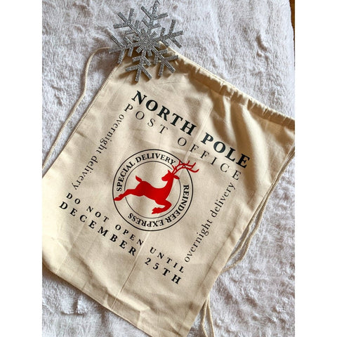 Santa Sack Reusable Cotton Drawstring Gift Bag (14” x 18”) - The Local Space
