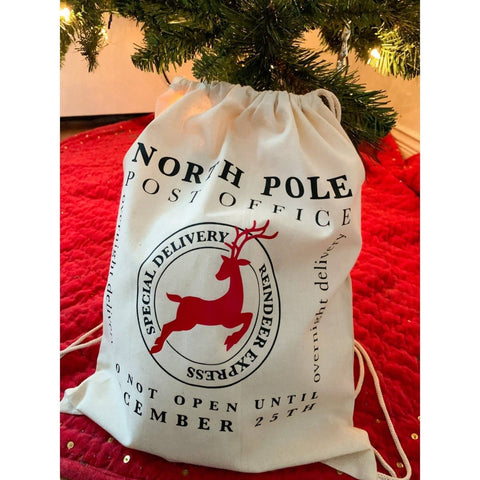 Santa Sack Reusable Cotton Drawstring Gift Bag (14” x 18”) - The Local Space