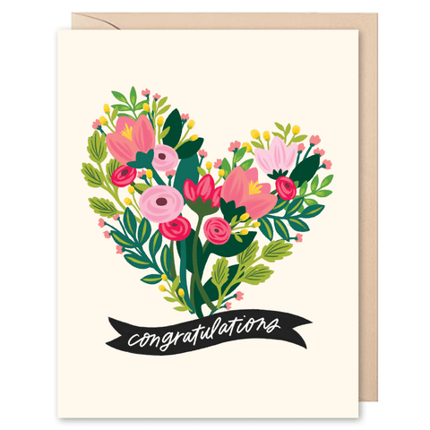 Selah Paper Congratulations Flower Heart Greeting Card - The Local Space