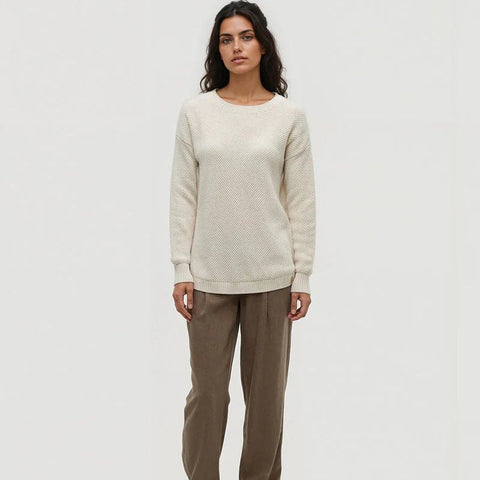TenTree Broughton Sweater - Cotton White Heather - The Local Space
