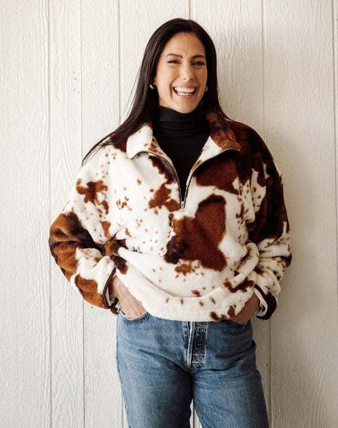 Cow Print Half Zip - The Local Space
