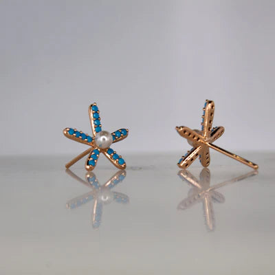 Blue Babe Studs  - Gold Plated