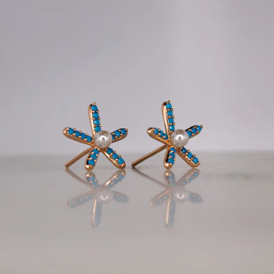 Blue Babe Studs  - Gold Plated