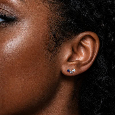 Blue Wink Studs  - Gold Plated