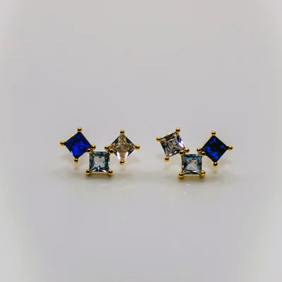 Blue Wink Studs  - Gold Plated
