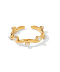 The Jazzy Owl Pearl Trace Ring Adjustable Ring - 18K Gold Plated - The Local Space