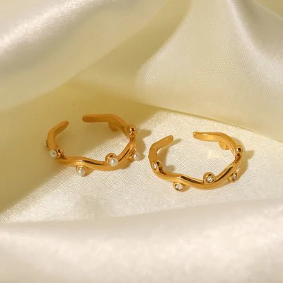 The Jazzy Owl Pearl Trace Ring Adjustable Ring - 18K Gold Plated - The Local Space