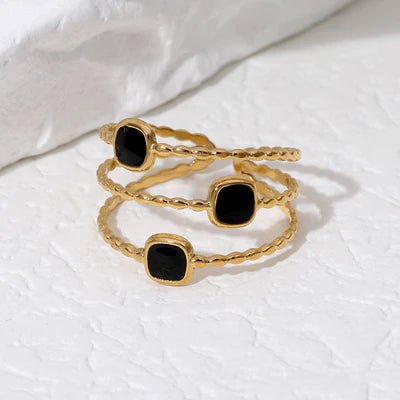 The Jazzy Owl Triple Charm Adjustable Ring - 18K Gold Plated - The Local Space