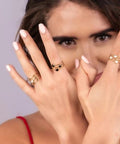 The Jazzy Owl Triple Charm Adjustable Ring - 18K Gold Plated - The Local Space
