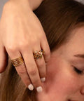 The Jazzy Owl Wild Petal Adjustable Ring - 18K Gold Plated - The Local Space
