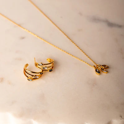 Trinity Drop Necklace - Gold Plated