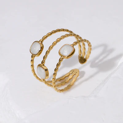 The Jazzy Owl Triple Charm Adjustable Ring - 18K Gold Plated