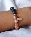 Tidal Moon Larvikite + Peach Moonstone Bracelet - The Local Space