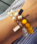 Tidal Moon Solar Plexus Chakra Bracelet - Beeswax Jade + Pearl - The Local Space