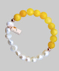 Tidal Moon Solar Plexus Chakra Bracelet - Beeswax Jade + Pearl - The Local Space
