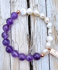 Tidal Moon Third Eye Chakra Bracelet - Amethyst + Pearl - The Local Space