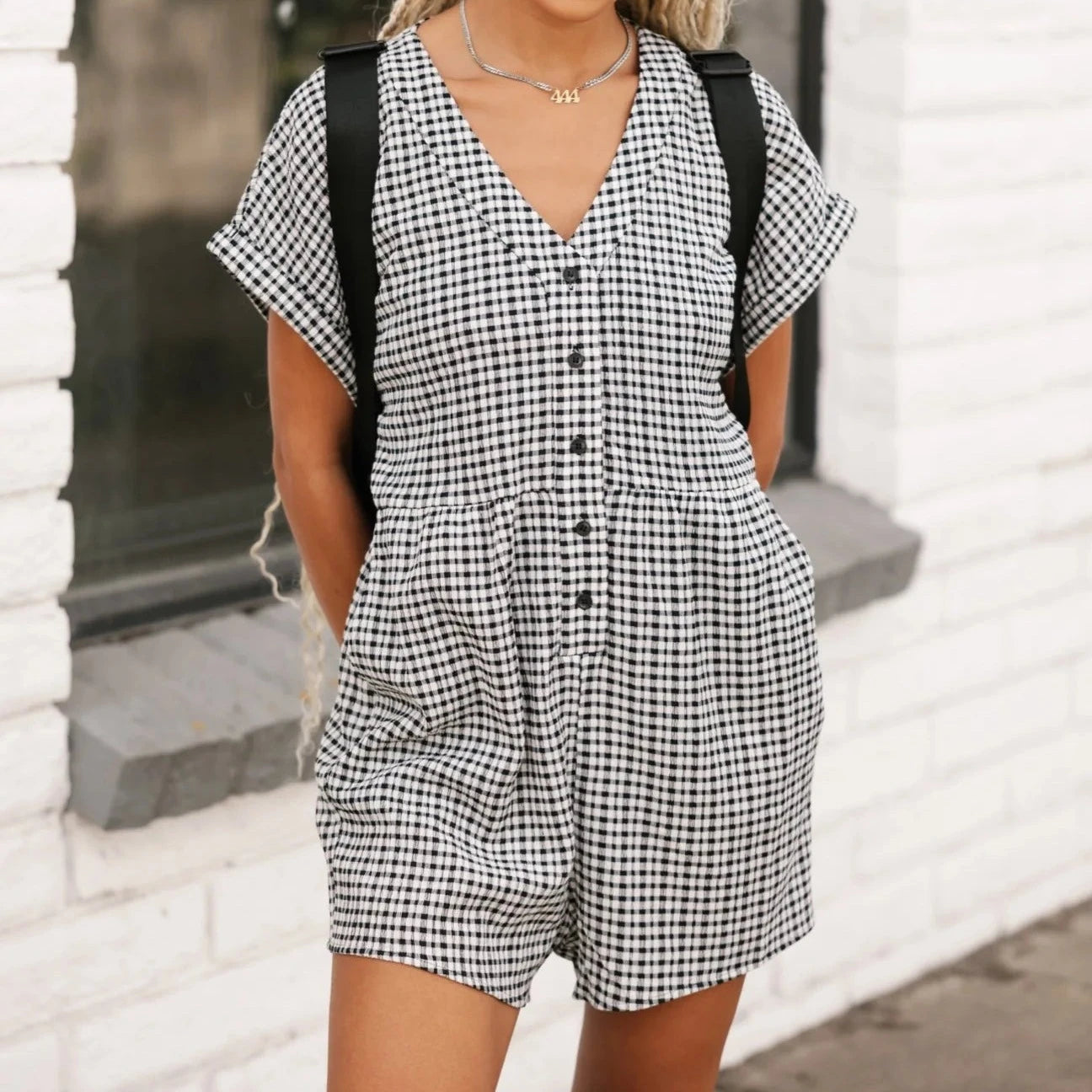 Valentina Gingham Shorty Romper - The Local Space