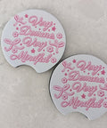 Tidal Wave Designs Very Demure Very Mindful car coasters neoprene cup holder coaster - The Local Space