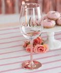 Mrs. Rose Gold Wine Glass - The Local Space