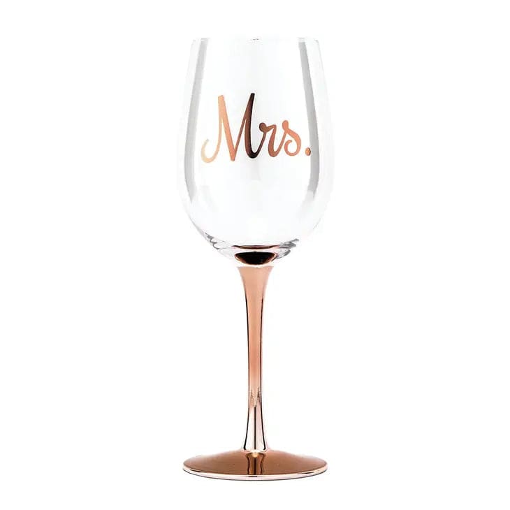 Mrs. Rose Gold Wine Glass - The Local Space