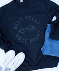 West Coast Best Coast Crewneck – Black Graphic Sweatshirt - The Local Space