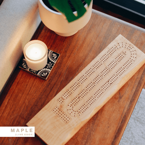 Custom Engraved Wooden Cribbage Board with Cards & Pegs - The Local Space